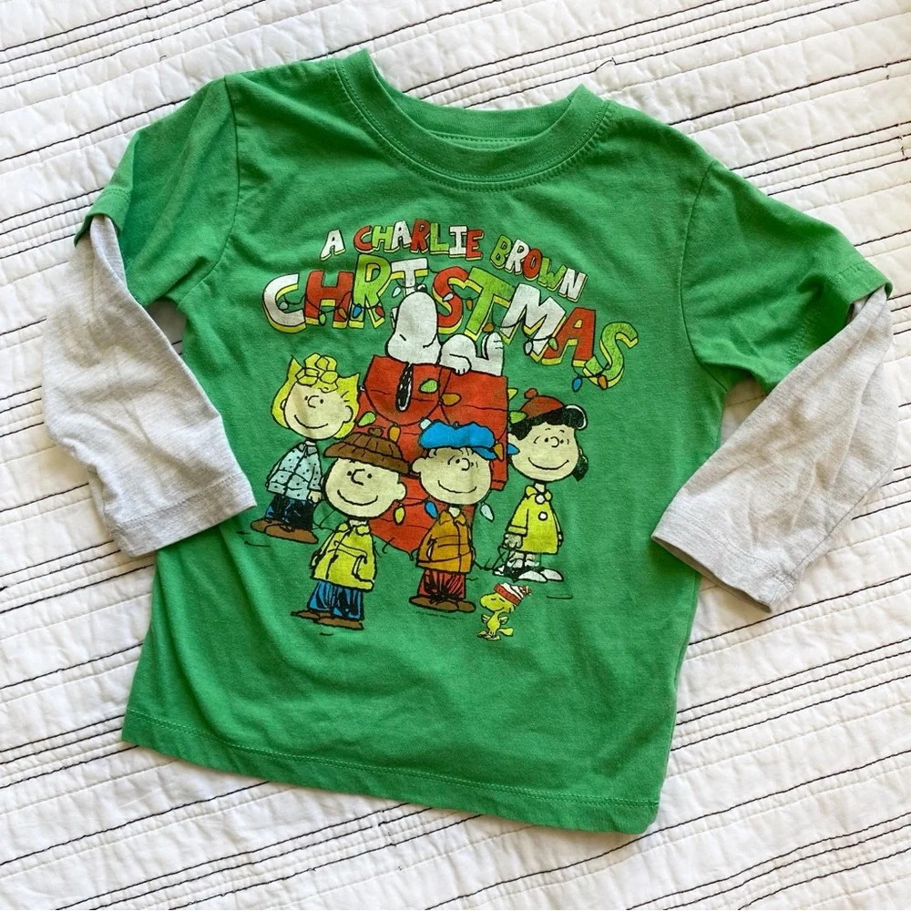 Peanuts Charlie Brown Christmas Vintage Layered Holiday Tee Shirt 24 months